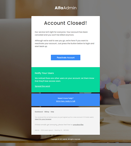 Closed Account page